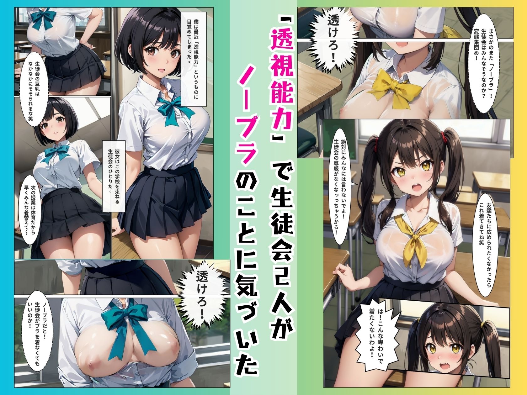 サンプル画像1:妄トレ！「透視能力」を使ったら生徒会がノーブラだった件www(エロポップ) [d_463962]