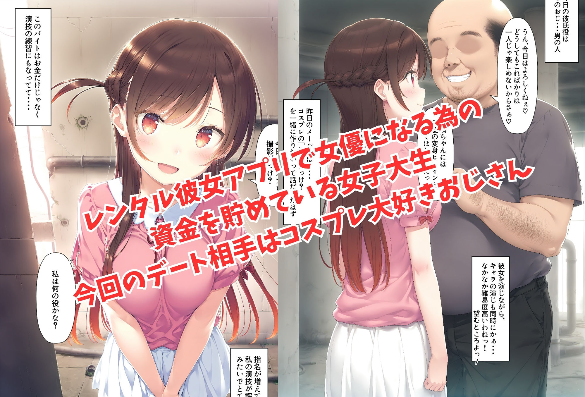 サンプル画像1:デート内容は「コスプレROM撮影」！！レンカノアプリのデートでエロROM撮影をさせられて恥ずかしい画像を沢山撮られた女子大生(絵心あいのAI生成アトリエ) [d_471532]