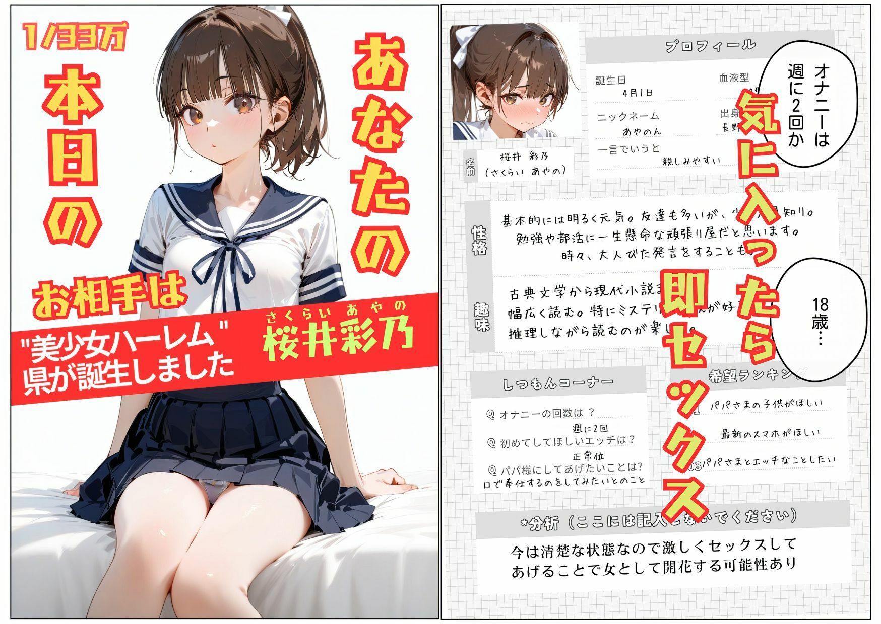 サンプル画像4:【速報です！】人類史上初！！純粋培養された33万人『美少女ハーレム県』が誕生しました！！！-体験型コミック・テーマパークOpen-(天使出版) [d_472510]