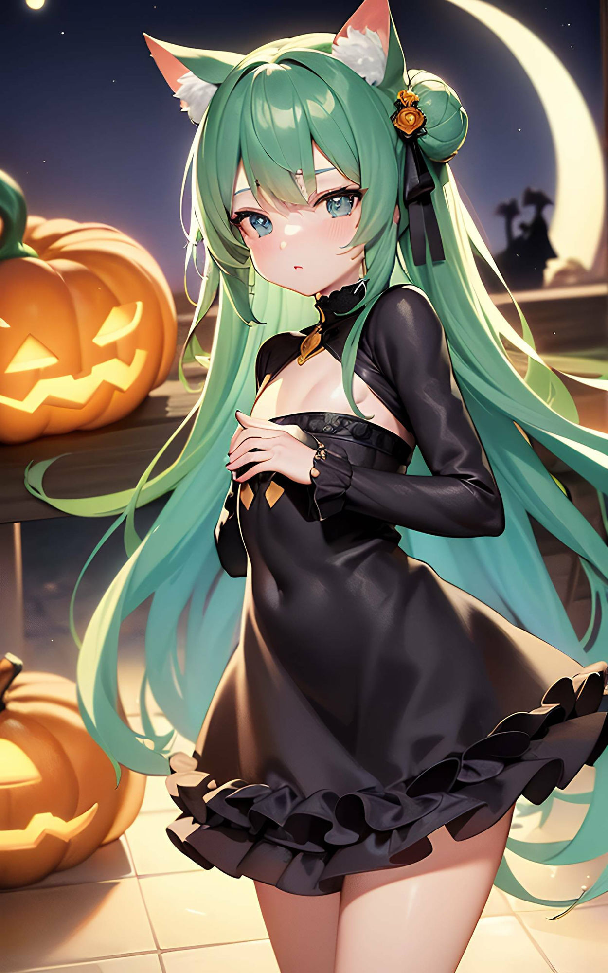 サンプル画像6:ハロウィンの魔法:猫耳娘たちの魅惑イラスト集3(STUDIOちまき) [d_473014]