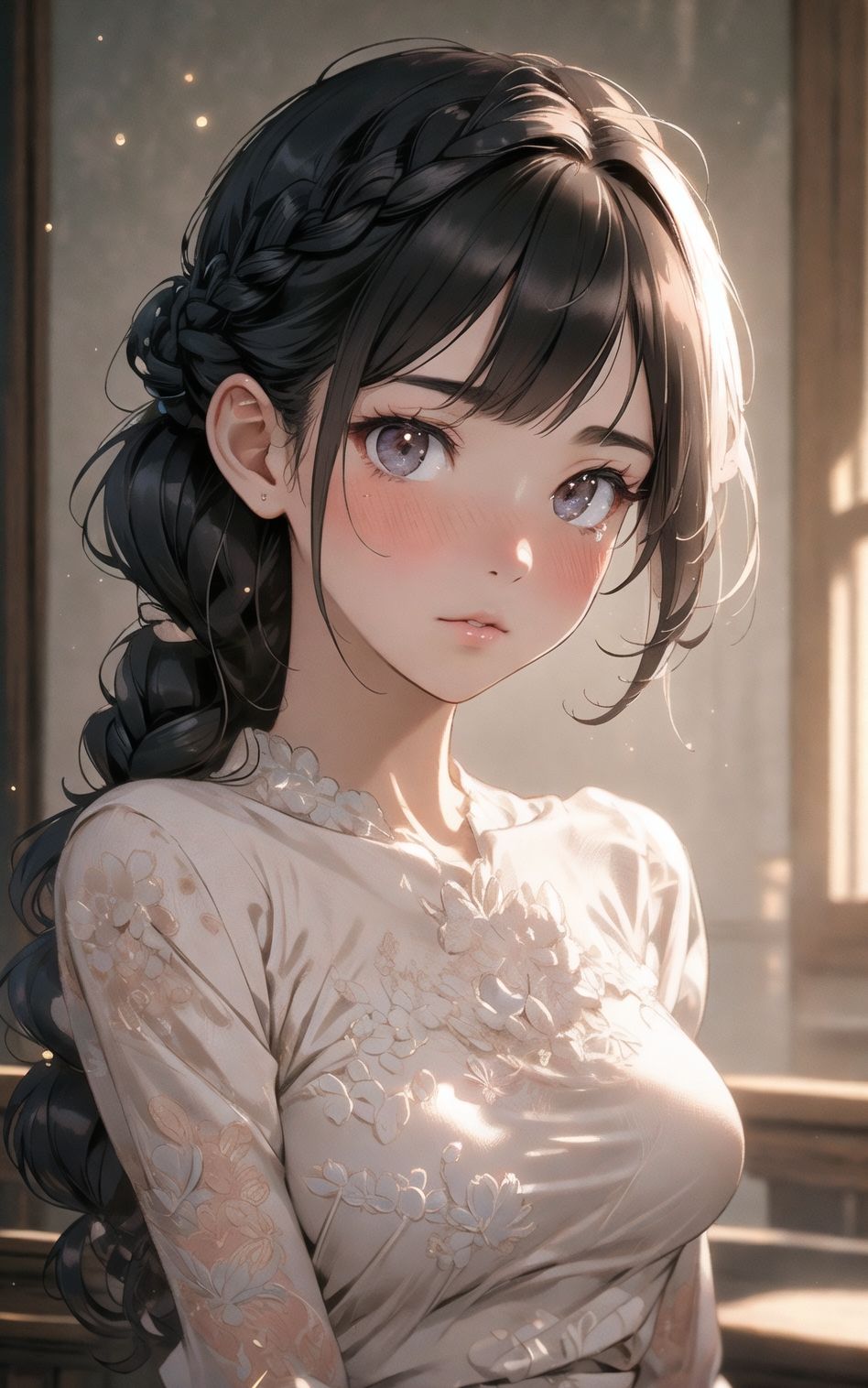 サンプル画像1:AIイラストCG集17 お城の白いドレスの少女(ドンガラ) [d_473275]