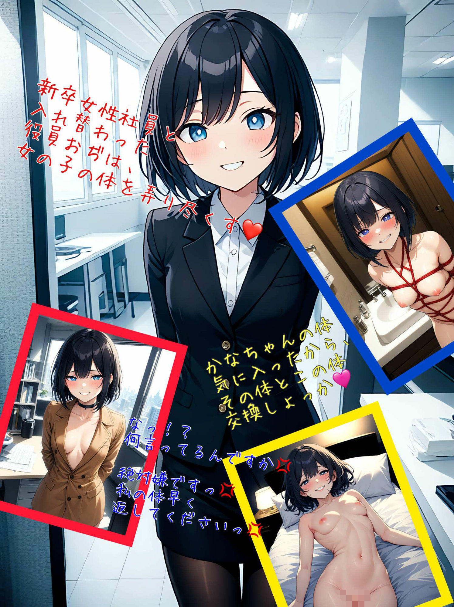 サンプル画像2:【入れ替わり・新入社員】セクハラ役員おぢと新卒女性社員の体交換OJT！？(アシスト書店) [d_474112]