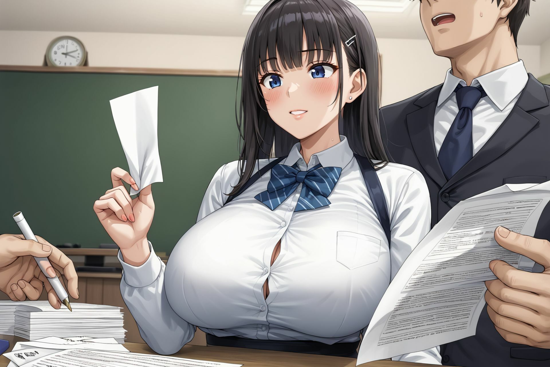 サンプル画像1:デリヘル呼んだら会社の爆乳後輩が来た(美女造) [d_486593]