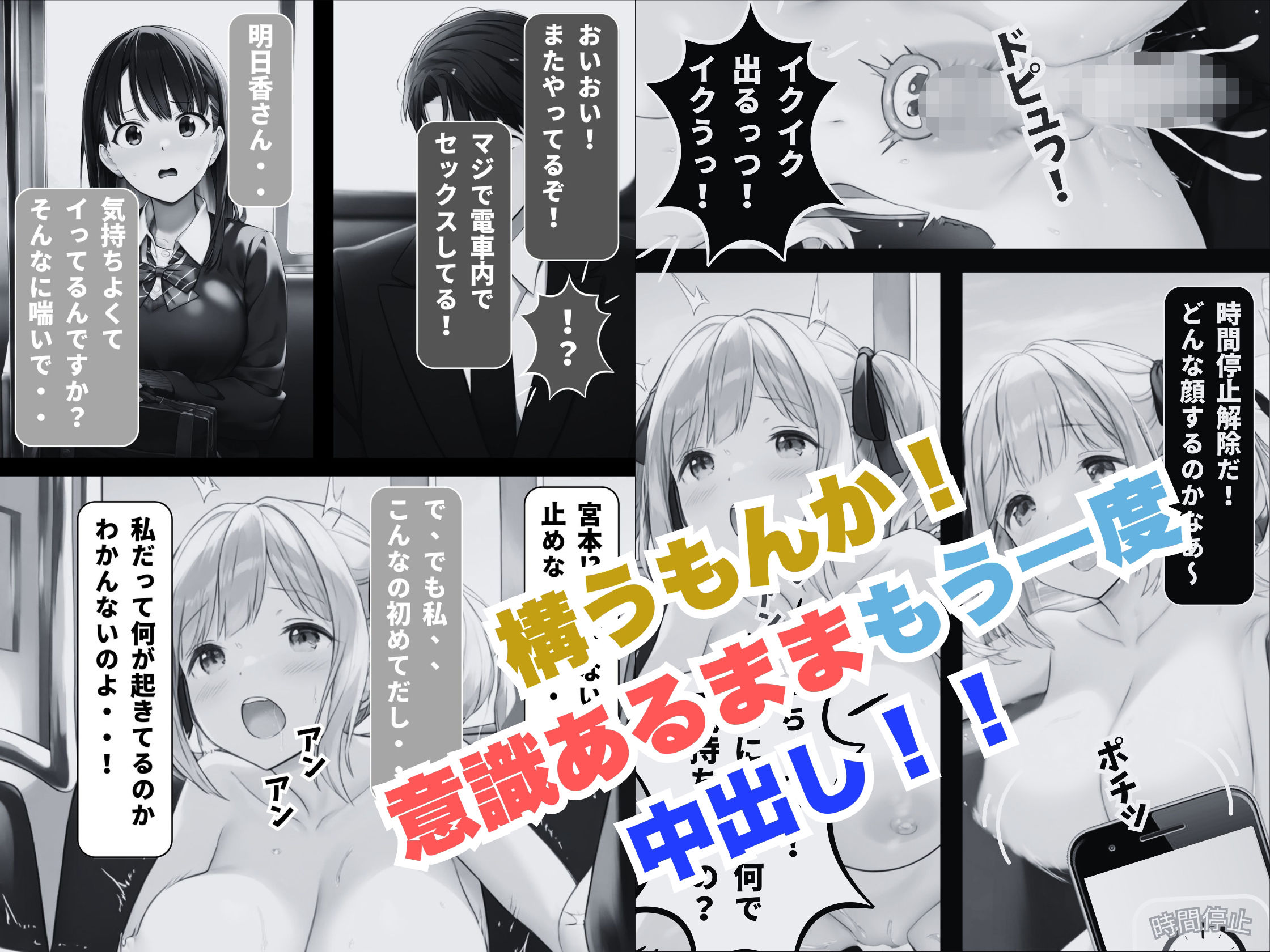 サンプル画像6:時間停止＋金縛りアプリの連続コンボで頂き女子を無抵抗にイカせてみた（モノクロ版）(しこっちゃいやーよ) [d_487221]