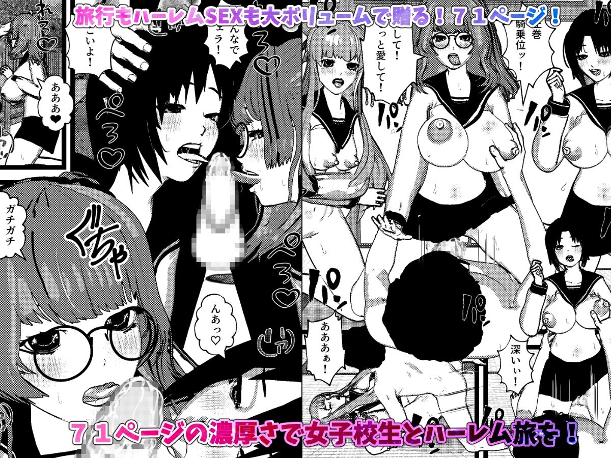 サンプル画像4:＜総集編＞いきなり女子校生とハーレムSEX旅行！1・2・3(摂津マン) [d_494427]