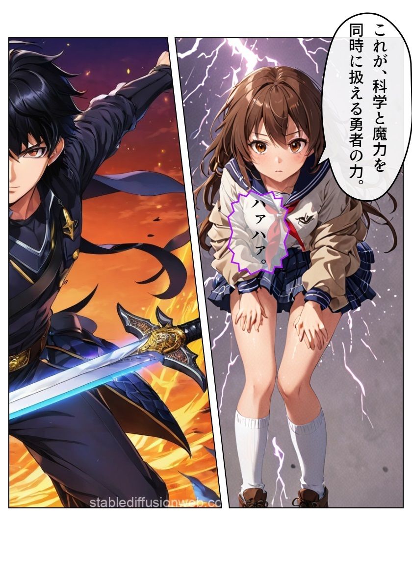 サンプル画像4:科学と魔力のシャッフル！(AI漫画倶楽部Tea) [d_509544]