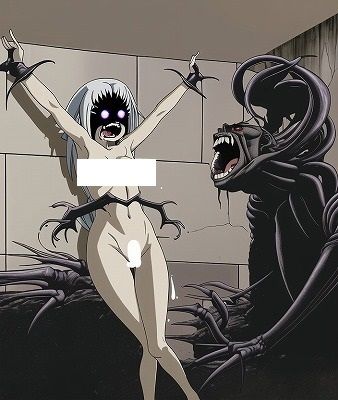 サンプル画像1:名画復刻:Alfread Kubinのサルに襲われそうになっている裸婦の絵画をアニメ調にしてみた。 量多め300枚！（パラパラ漫画）(MUTANTITS) [d_510140]