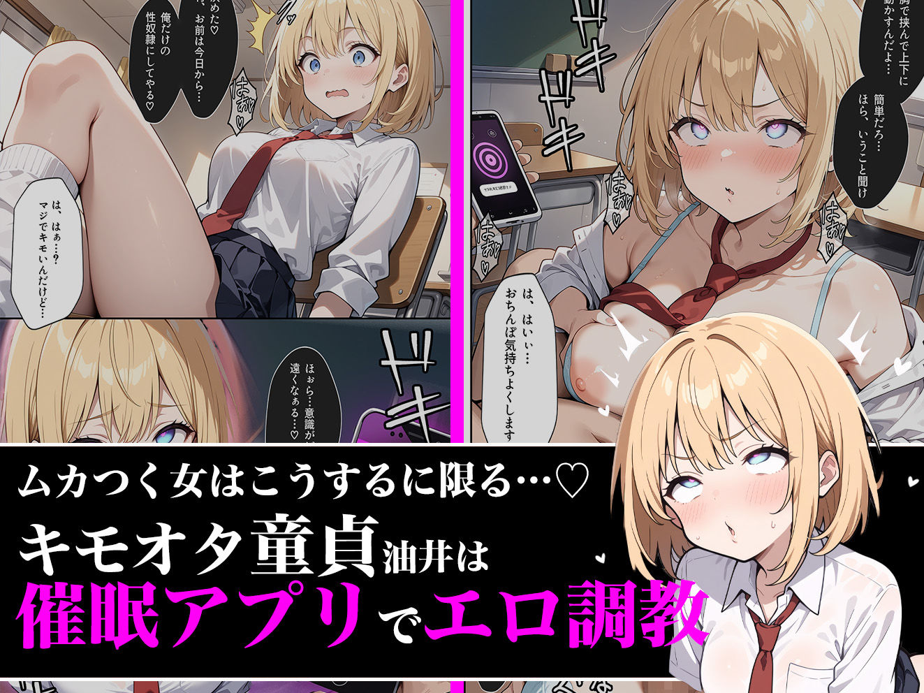 サンプル画像2:催○アプリでド変態にされる金髪ギャルの話(aiもみむ出版) [d_515503]