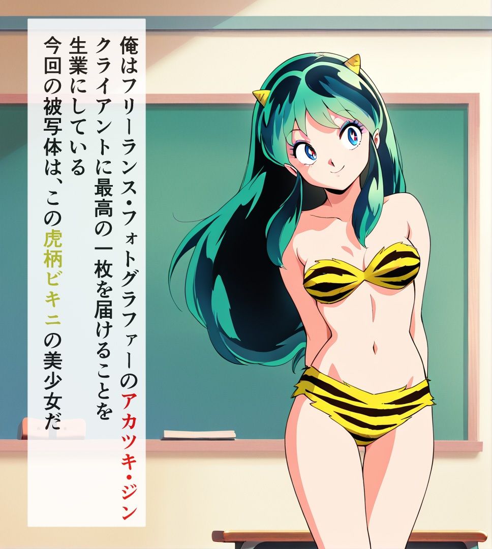 サンプル画像2:【Photographerアカツキ・ジンの仕事】トラ柄ビキニ美少女の生乳をカメラにおさめろ！(自宅のカフカ) [d_517874]