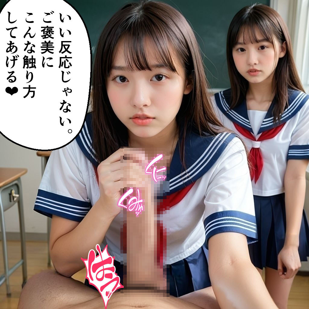 サンプル画像2:のぞきの代償〜クラス女子による悦楽の罰ゲーム【セリフ付きコミック画像集】(AI美エロ) [d_526911]