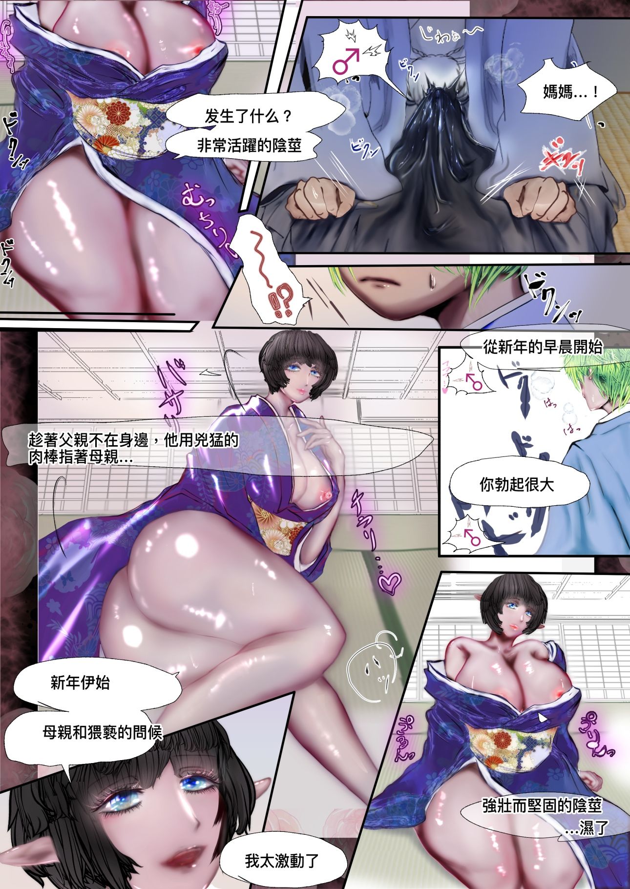 中国語/繁体字版/和服美人なエルフママと姫初めする話