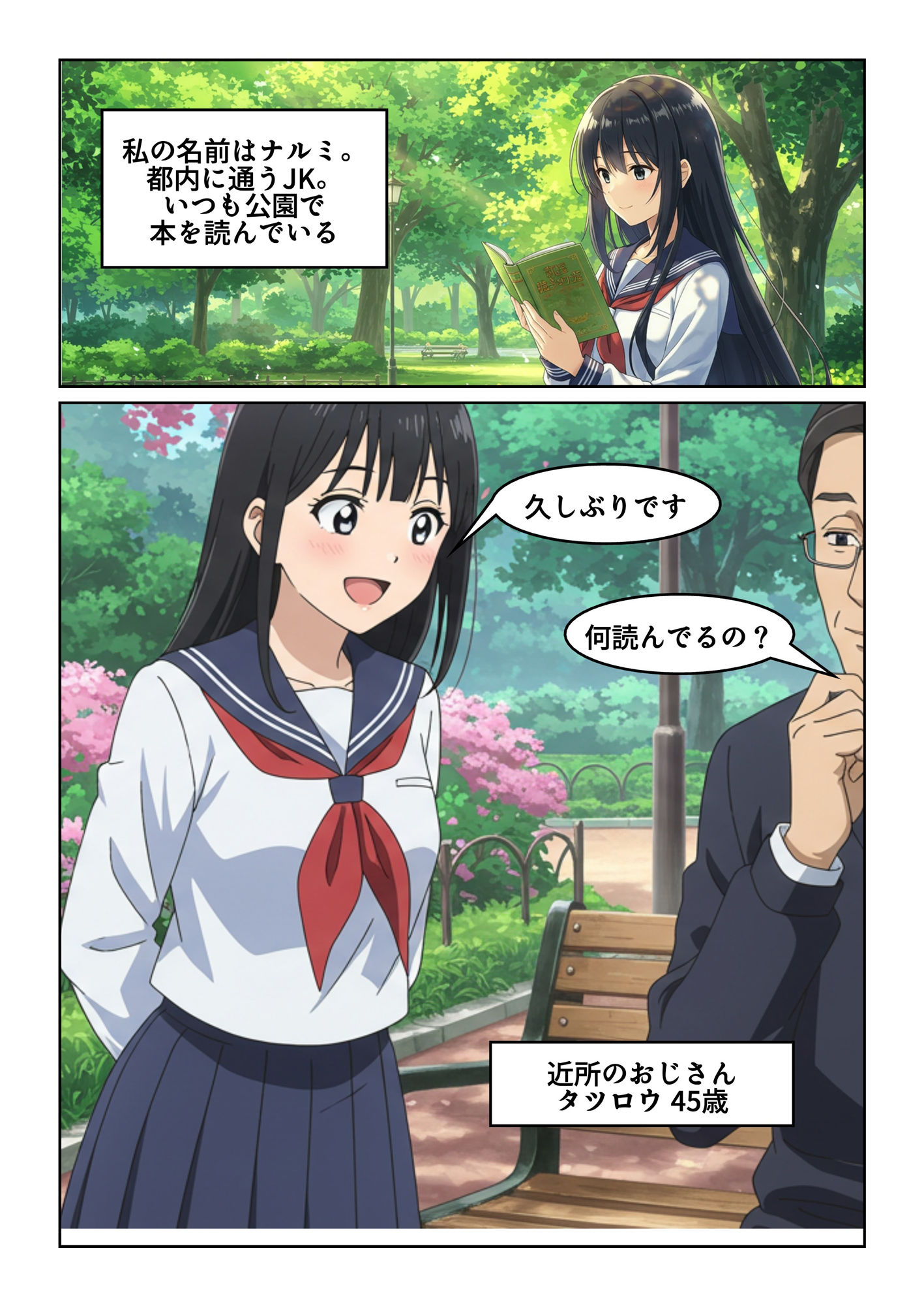 サンプル画像1:【音声付き】ズブズブ！JKが近所のおじさんに襲われる！昔からの近所のおじさんの太いおちんちんにハメられて・・・【漫画小説物語】(漫画小説専門店) [d_536505]