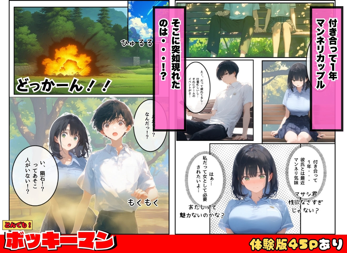 サンプル画像2:とんでも！ボッキーマン。〜彼氏の前で彼女を寝取ってボッキー！の巻〜(種付け出版) [d_537676]