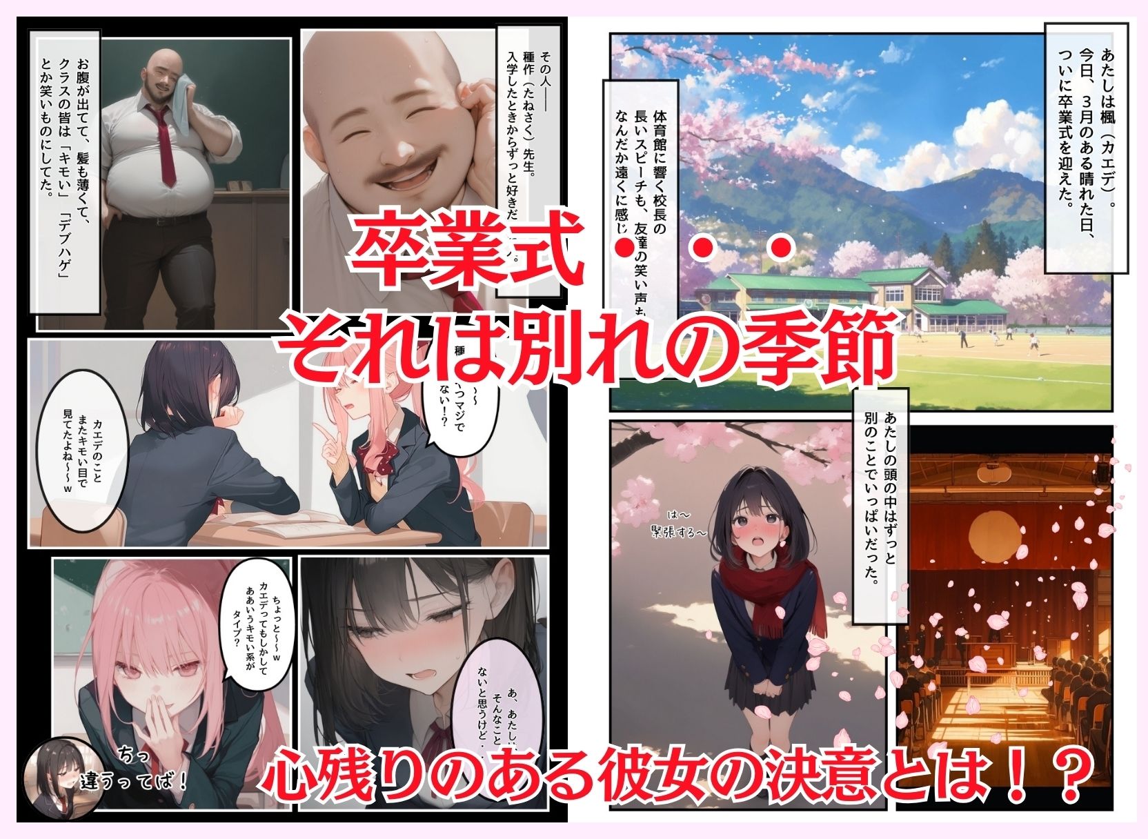 サンプル画像1:私と先生の卒業式〜禁断の関係、教え子とのセックスがこんなにも気持ちいいなんて〜(種付け出版) [d_546412]