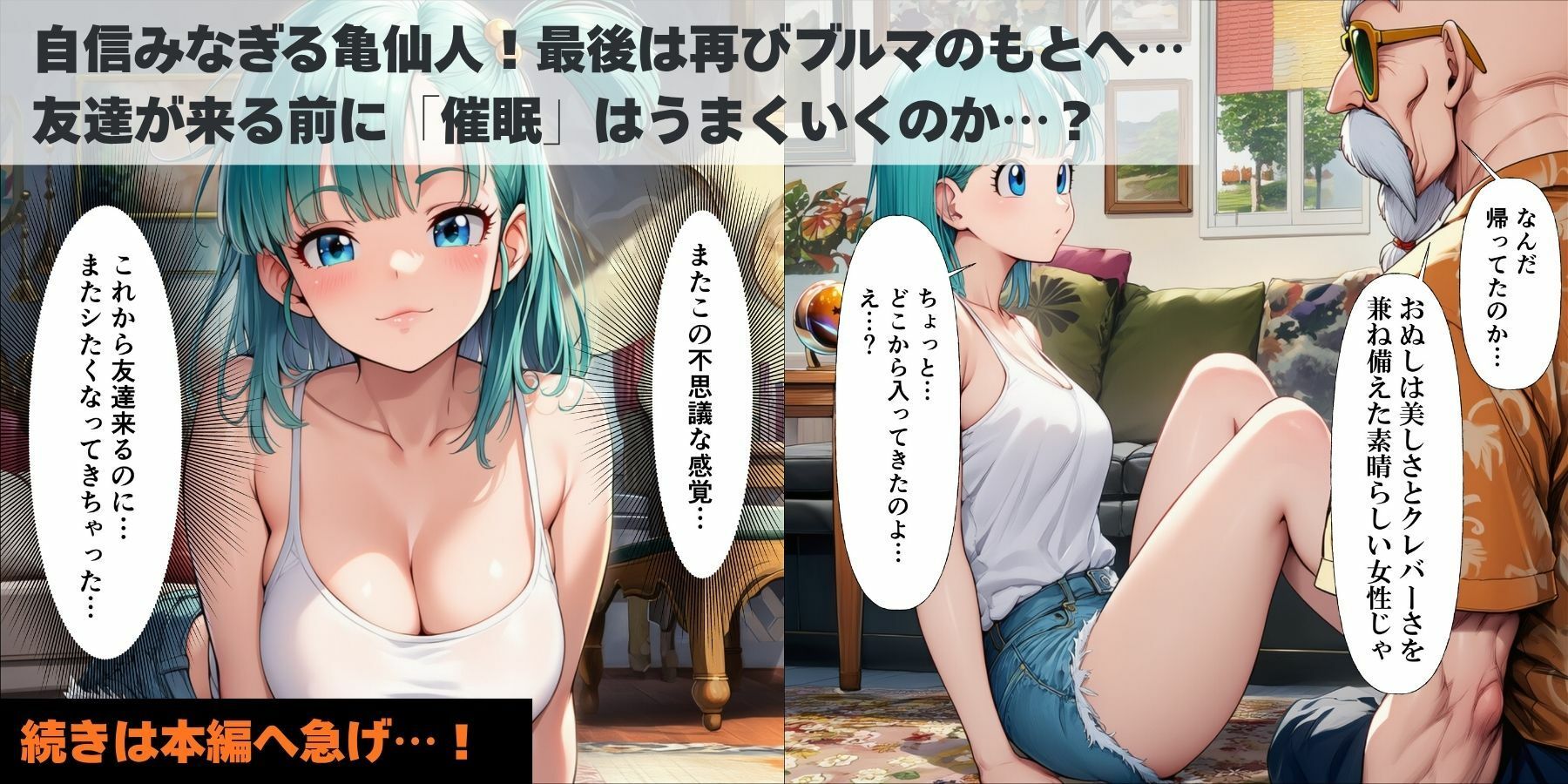 催●エロ亀仙人が痴女ブルマと巨乳ビーデルとランチ（アヘ顔）にイチャラブ中出しえっちの画像10