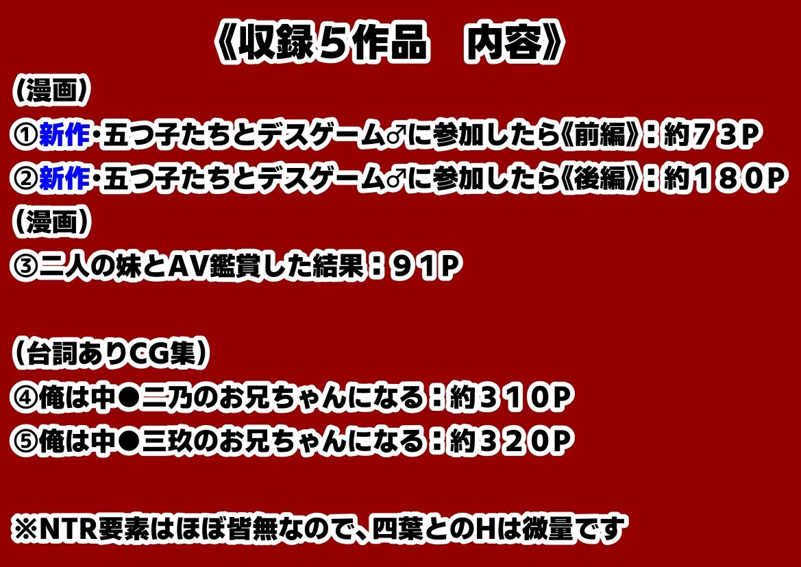 中野家  総集編＆新作:五つ子たちとデスゲーム♂に参加したら《前編＆後編》のサンプル画像 6