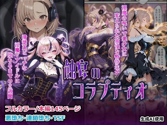 《d_710529》蝕宴のコラプティオ  淫魔の呪いで美少女に変えられた高慢な特待生が、清楚系ビッチな淫魔Vアイドルに堕ちるまでの2週間のパッケージ画像