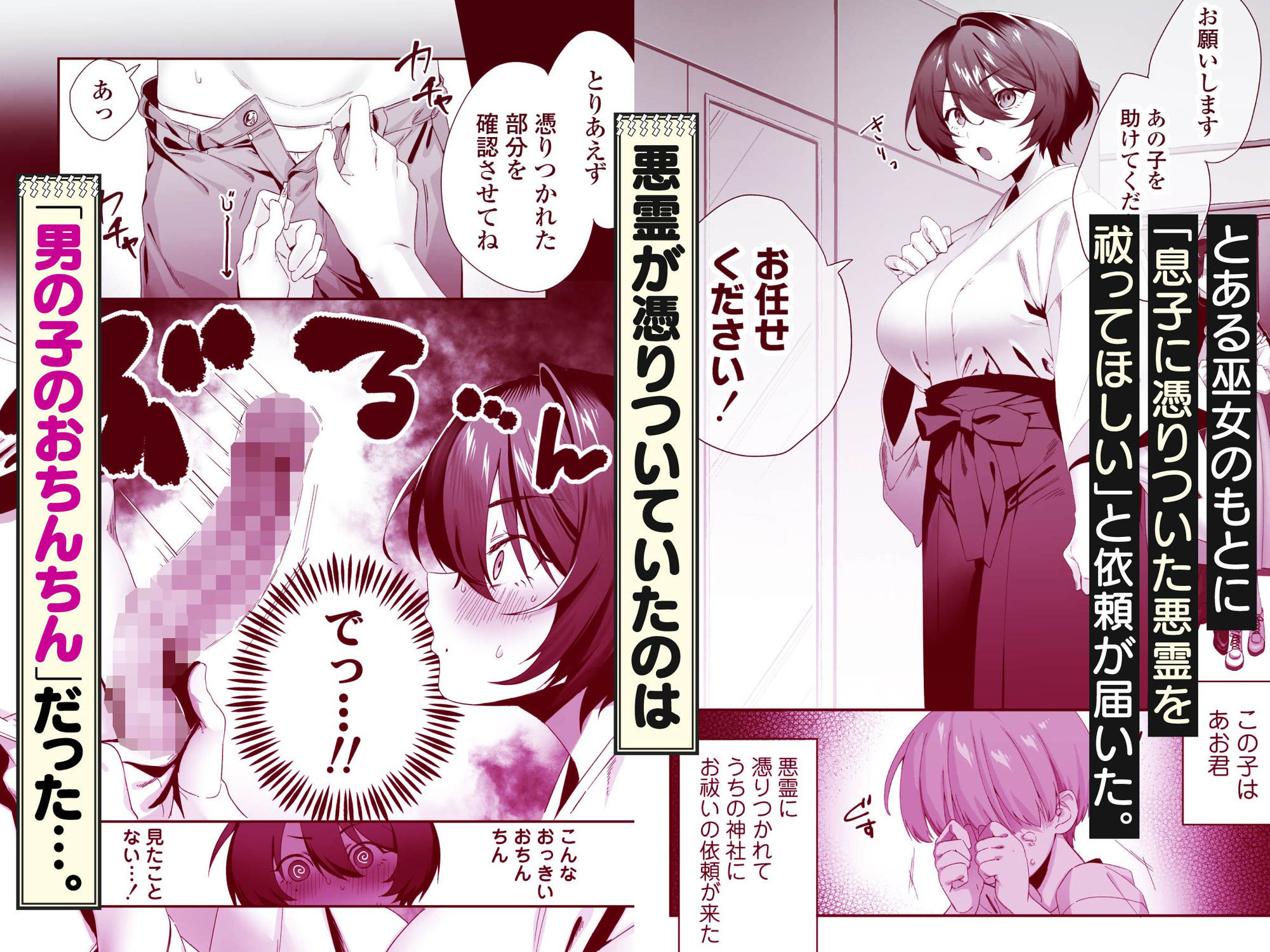 おちんちんに取り憑いた悪霊を追い出すために仕方なく少年とお祓いえっちをします 立ち読み 2 / 11