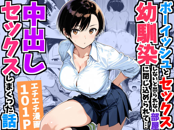《d_752967》ボーイッシュ幼馴染と「セックスしないと出られない部屋」に閉じ込められて…中出しセックスしまくった話のパッケージ画像
