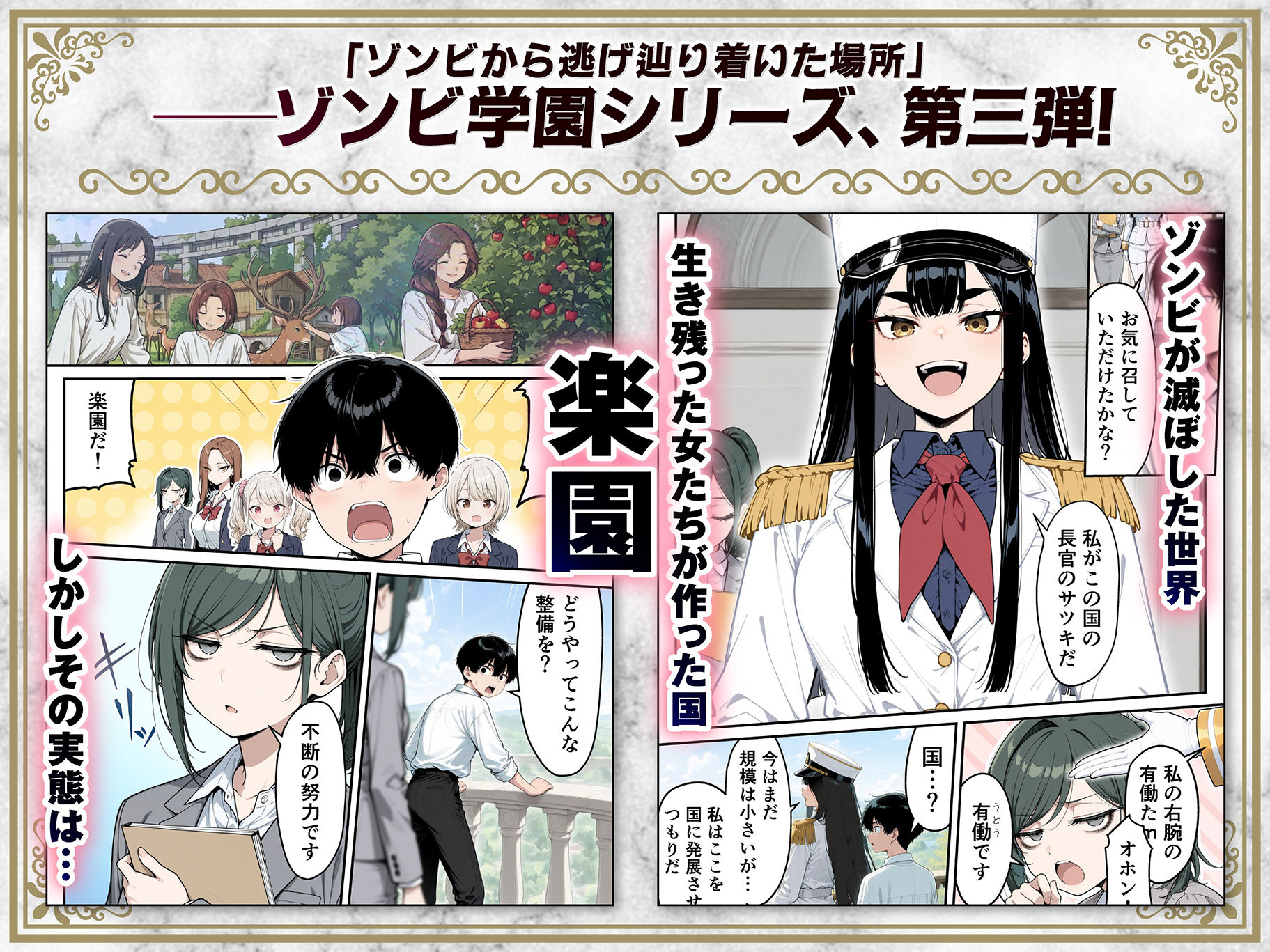 太眉おっぱい長官と貧乳ジト目副官にワクチンポな僕が搾精部屋へ閉じ込められる話のサンプル画像 2