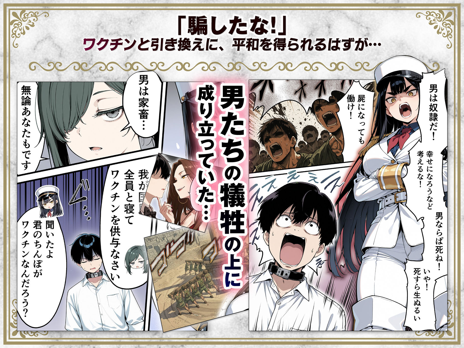 太眉おっぱい長官と貧乳ジト目副官にワクチンポな僕が搾精部屋へ閉じ込められる話のサンプル画像 3