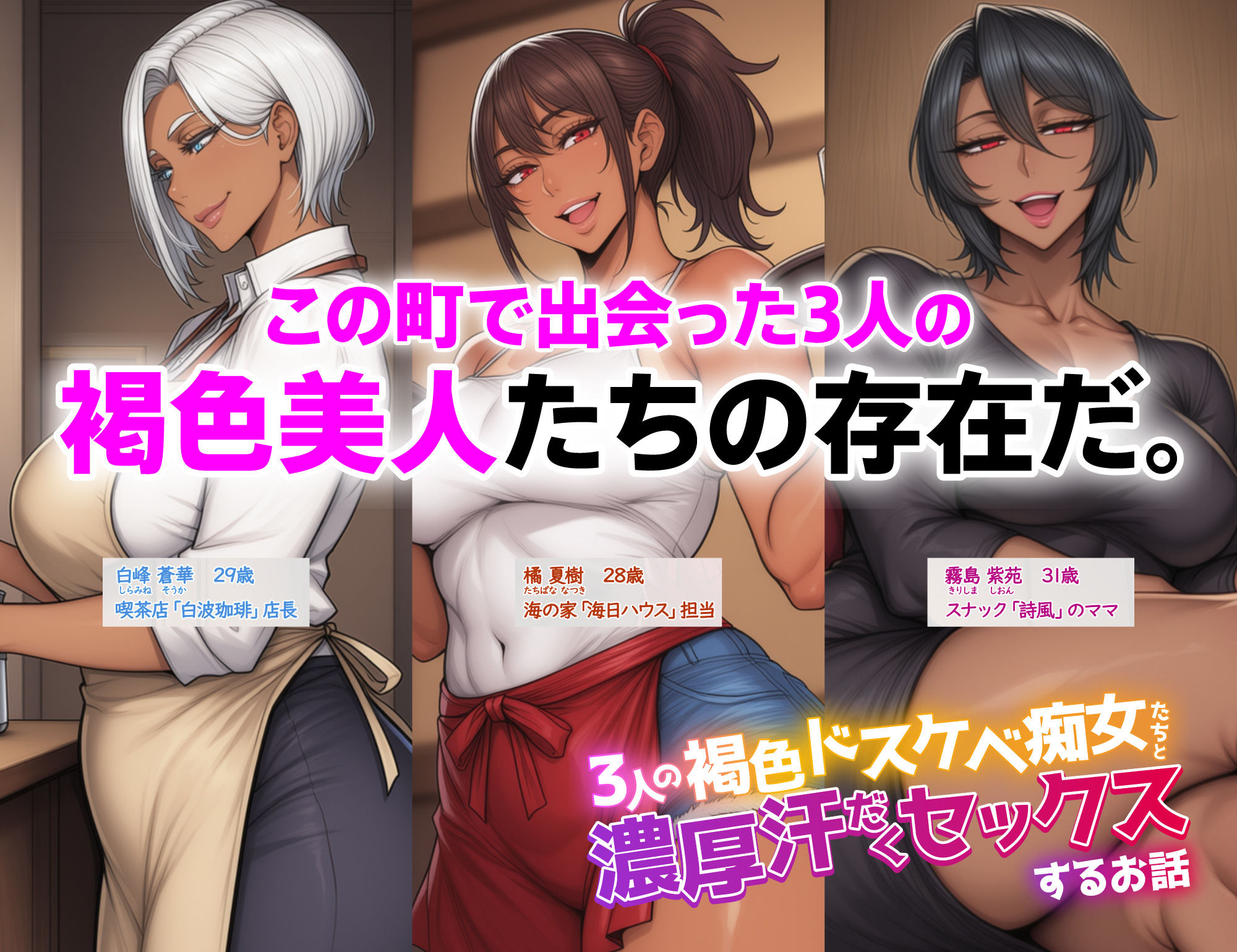 3人の褐色ドスケベ痴女たちと濃厚汗だくセックスするお話のサンプル画像 2
