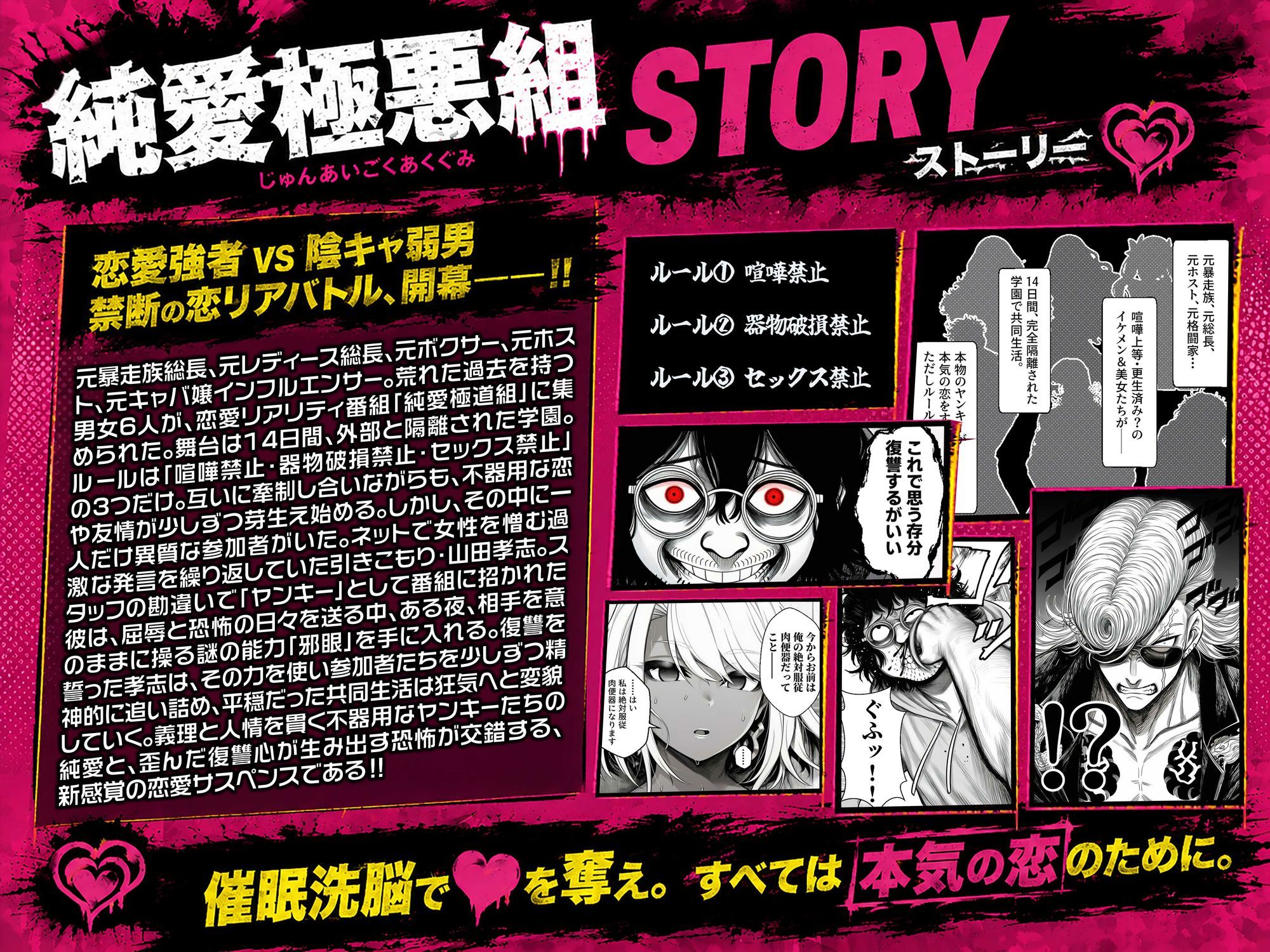ヤンキー恋愛リアリティショー「純愛極悪組」〜陰キャ弱男が催●洗●で全部ぶっ壊す！！〜のサンプル画像 1
