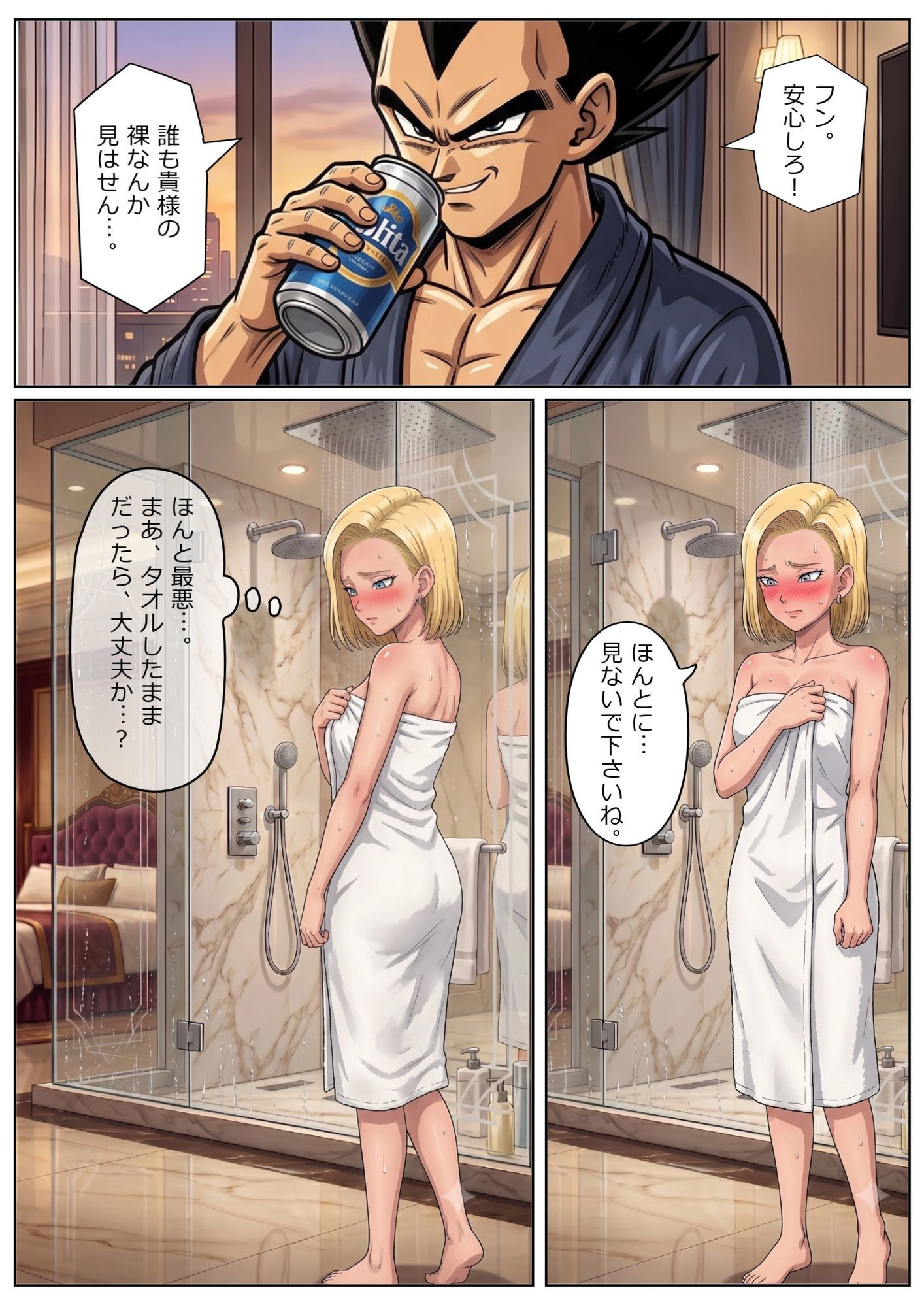 52枚【18号 ×ベジータ】大嫌いな上司に シャワー中に犯●れ、立ちバック、 おっぱいワイパー、掃除フェラの無限ループ 1 立ち読み 11 / 11