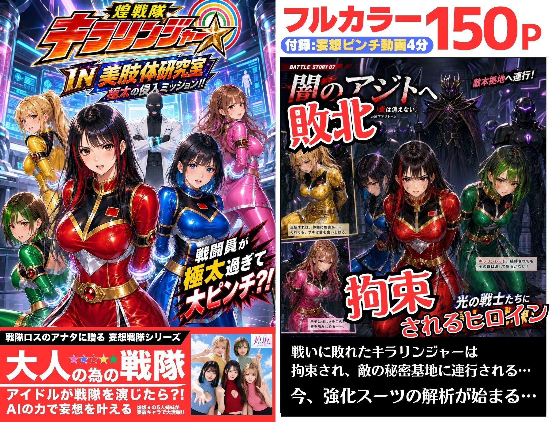 煌戦隊キラリンジャーIN美肢体研究室・極太の侵入ミッション〜敵アジトで拘束された戦隊ヒロインは戦闘員が極太過ぎて大ピンチ？/戦隊ロスのアナタに贈る『大人の為の戦隊』シリーズ〜のサンプル画像 1