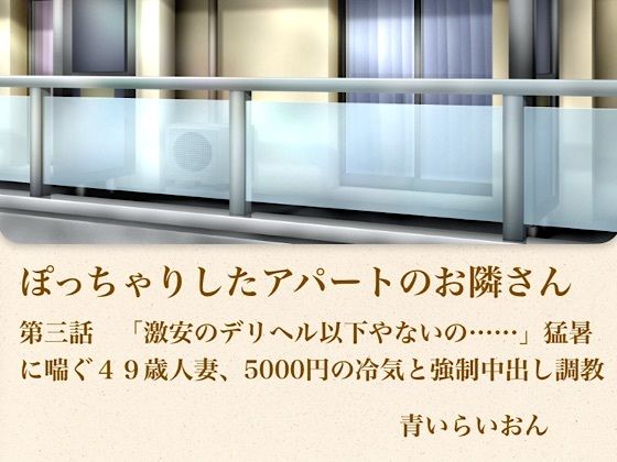 【官能小説】ぽっちゃりしたアパートのお隣さん 第三話 「激安のデリヘル以下やないの……」猛暑に喘ぐ49歳人妻、5000円の冷気と強●中出し調教 (dcomic)