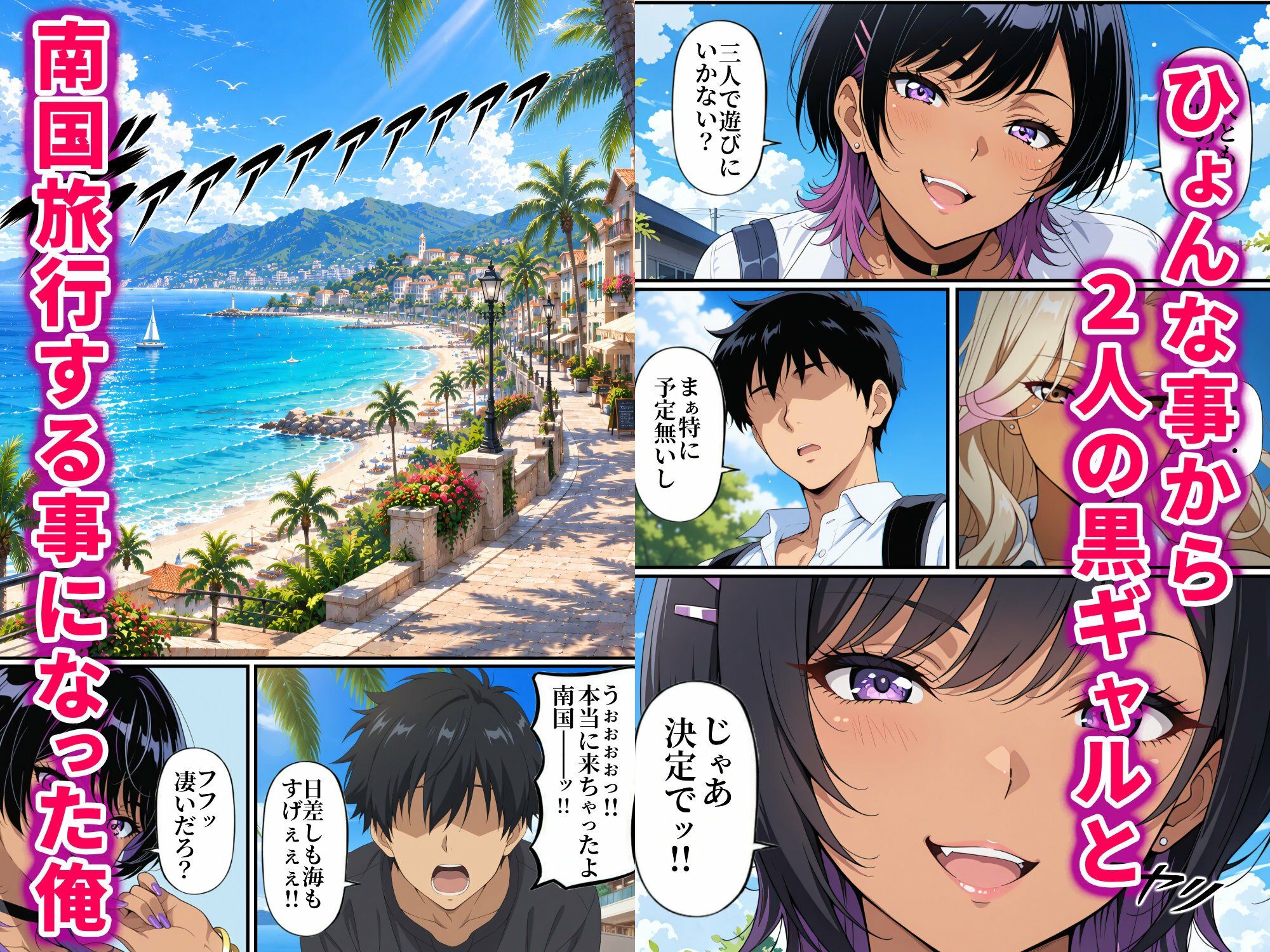 黒ギャル幼馴染VSボーイッシュ黒ギャル〜南国ビーチで俺の取り合いが始まった話〜の画像1