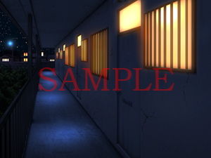 サンプル画像3:著作権フリー背景CG素材「アパート廊下」(キュキュキュのQのQ) [d_136777]