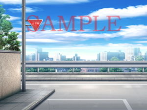 サンプル画像2:著作権フリー背景CG素材「歩道」(キュキュキュのQのQ) [d_137196]