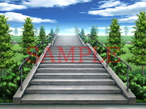 サンプル画像1:著作権フリー背景CG素材「階段」(キュキュキュのQのQ) [d_137683]