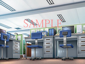 サンプル画像1:著作権フリー背景CG素材「オフィス 部屋ローアングル」(キュキュキュのQのQ) [d_138160]