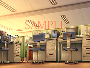 サンプル画像2:著作権フリー背景CG素材「オフィス 部屋ローアングル」(キュキュキュのQのQ) [d_138160]