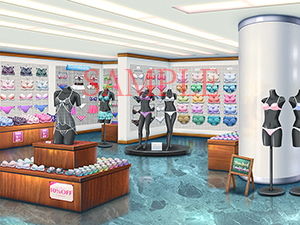 サンプル画像1:著作権フリー背景CG素材「婦人服売り場 下着売り場」(キュキュキュのQのQ) [d_138530]
