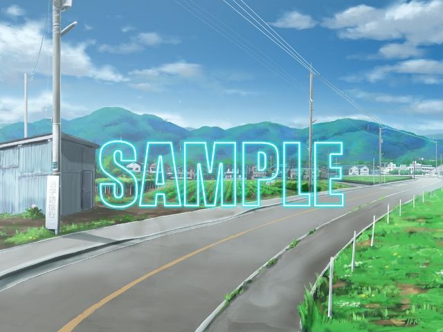 サンプル画像1:背景素材:田舎道1(少年舎) [d_139061]