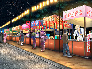 サンプル画像3:著作権フリー背景CG素材「夜店」(キュキュキュのQのQ) [d_139197]