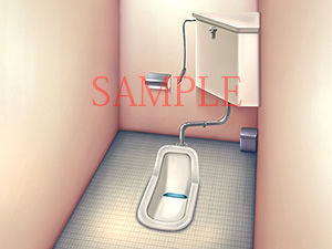 サンプル画像1:著作権フリー背景CG素材「汚い和式便器 地下道」(キュキュキュのQのQ) [d_139573]