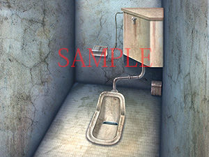 サンプル画像2:著作権フリー背景CG素材「汚い和式便器 地下道」(キュキュキュのQのQ) [d_139573]