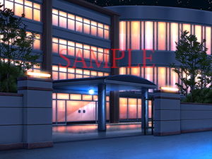 著作権フリー背景CG素材「学園校門 教室」画像no.2