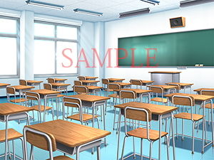 著作権フリー背景CG素材「学園校門 教室」画像no.3