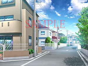 サンプル画像3:著作権フリー背景CG素材「屋内プール 住宅街」(キュキュキュのQのQ) [d_140247]