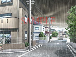 サンプル画像1:著作権フリー背景CG素材「曇り空 雨」(キュキュキュのQのQ) [d_141086]
