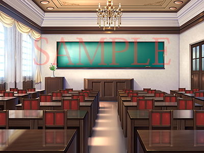 サンプル画像1:著作権フリー背景CG素材「古風な教室」(キュキュキュのQのQ) [d_141697]