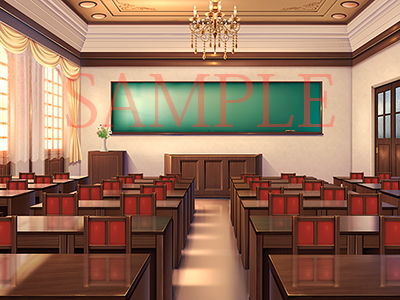 サンプル画像2:著作権フリー背景CG素材「古風な教室」(キュキュキュのQのQ) [d_141697]