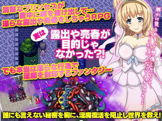 プリンセスが夜中に変装して露出や売春するRPG。ネタバレは淫魔封印戦記のサンプル画像 6