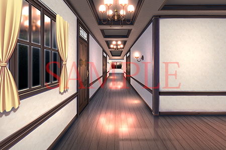 サンプル画像2:著作権フリー背景CG素材「洋館の廊下」(キュキュキュのQのQ) [d_146650]