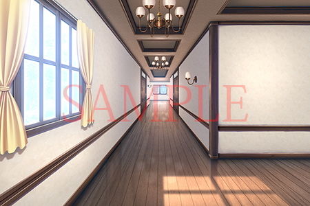 サンプル画像3:著作権フリー背景CG素材「洋館の廊下」(キュキュキュのQのQ) [d_146650]